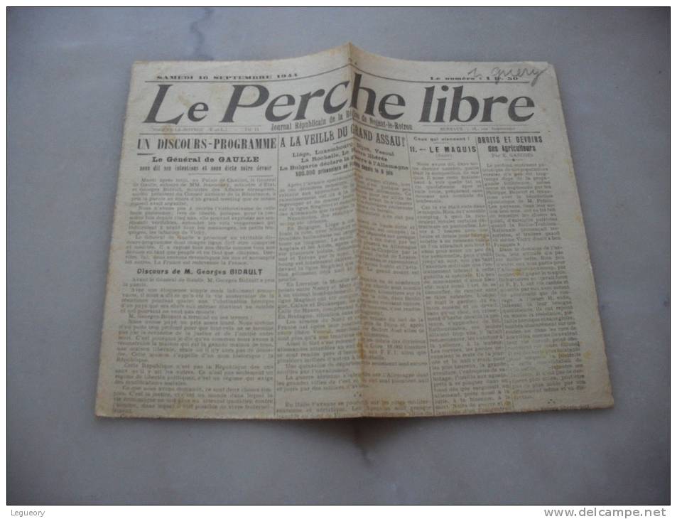 Le Perche Libre  Samedi 7 Octobre 1944  Nogent Le Rotrou  28 - Anglais