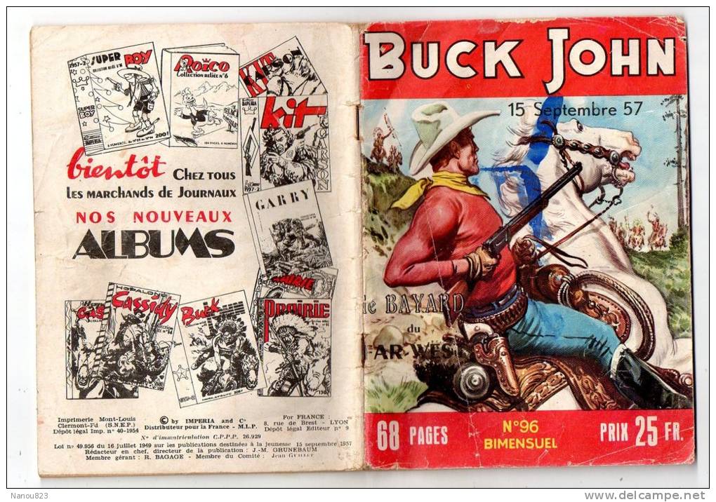 BUCK JOHN N°96 BIMENSUEL SEPTEMBRE 1957 IMPERIA LE BAYARD DU FAR WEST - Autres & Non Classés