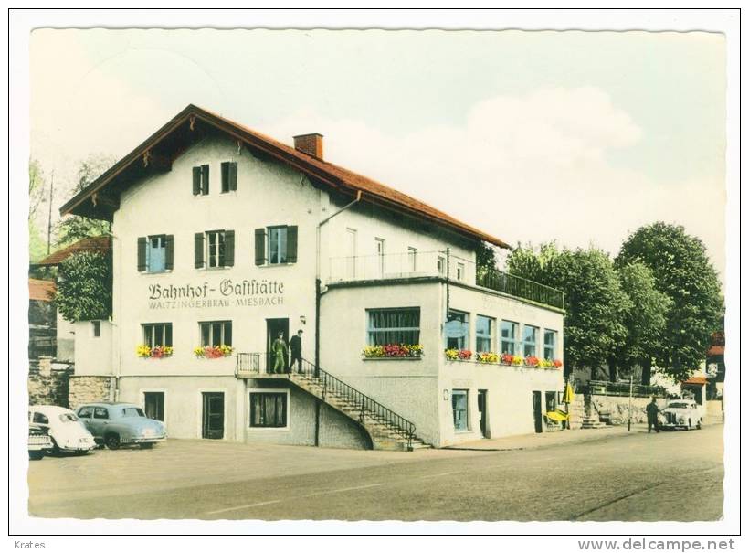 Postcard - Bahnhof-Gaststatte, Miesbach   (V 6661) - Miesbach