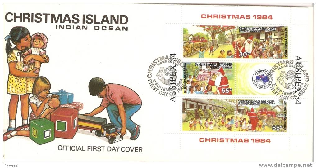 Christmas Island-1984 Christmas MS FDC - Christmaseiland