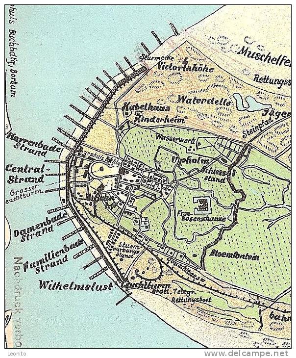 Nordseeinsel Borkum Herren- Damen- Familienbad Rhede Die Humpels Wagenweg.....1907 - Leer