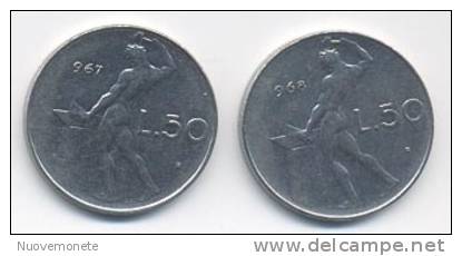ITALIA MONETE DA 50 LIRE VULCANO 1967 E 1968 - 50 Lire