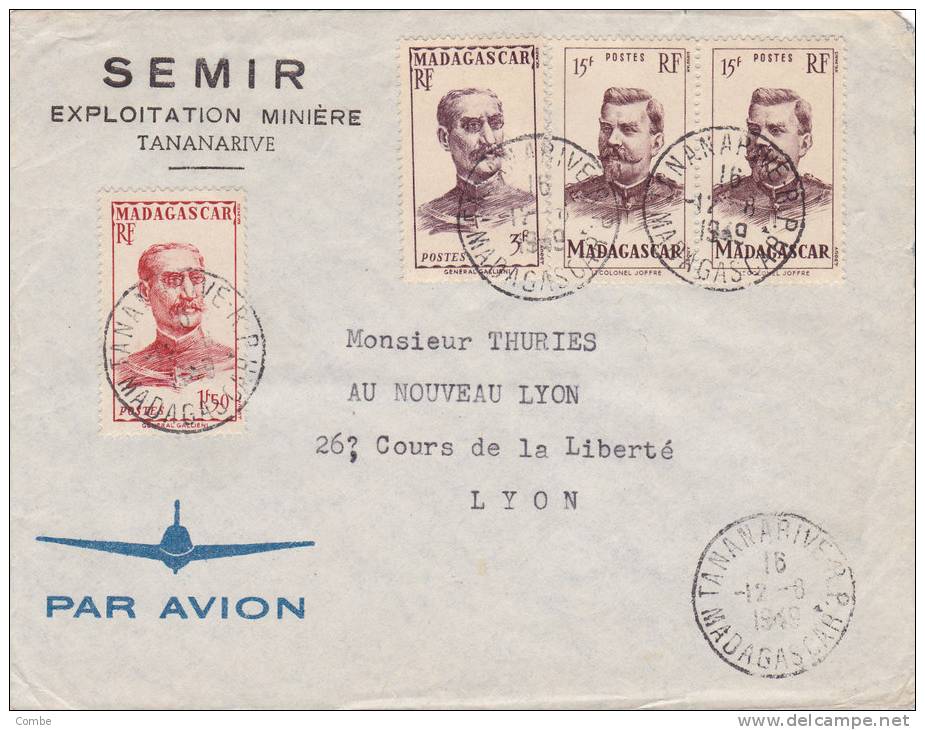 Belle Lettre Madagascar 1948, 15f X 2, Tananarive-France /696 - Briefe U. Dokumente