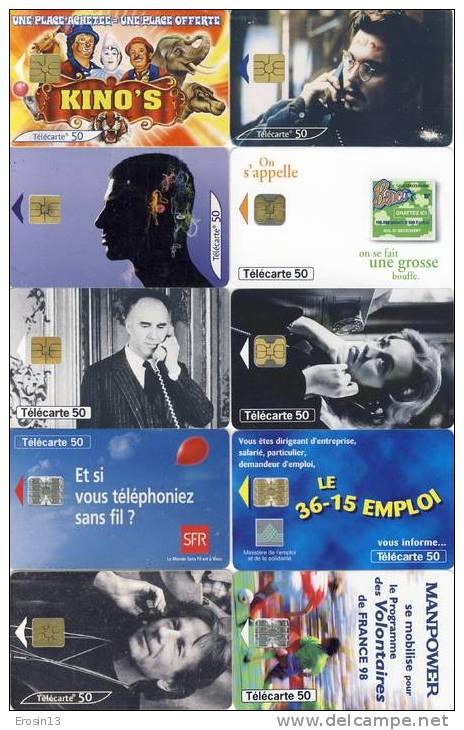 TELECARTES - FRANCE - LOT (N°16) De 10 Télécartes (toutes Années Voir Scan) - 1999