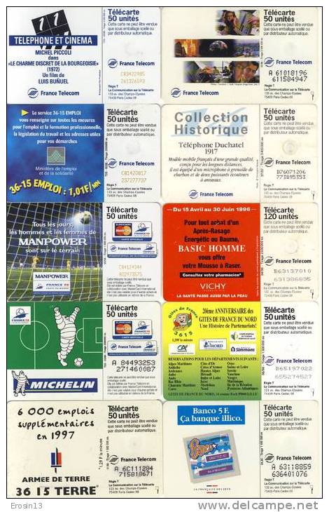 TELECARTES - FRANCE - LOT (N°18) De 10 Télécartes (toutes Années Voir Scan) - 1999