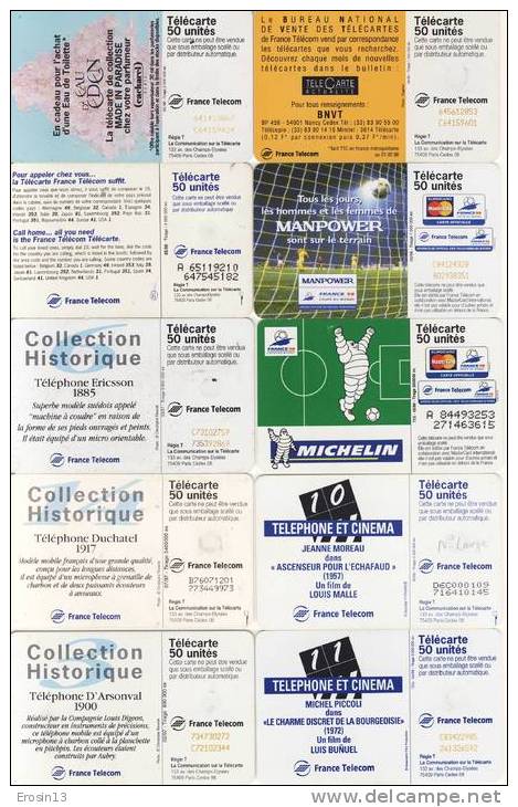 TELECARTES - FRANCE - LOT (N°19) De 10 Télécartes (toutes Années Voir Scan) - 1999