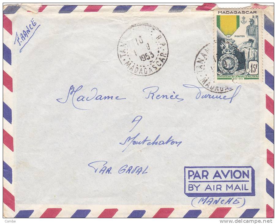 Belle Lettre Madagascar 1953, 15f Seul, Tananarive Pour La France /707 - Briefe U. Dokumente