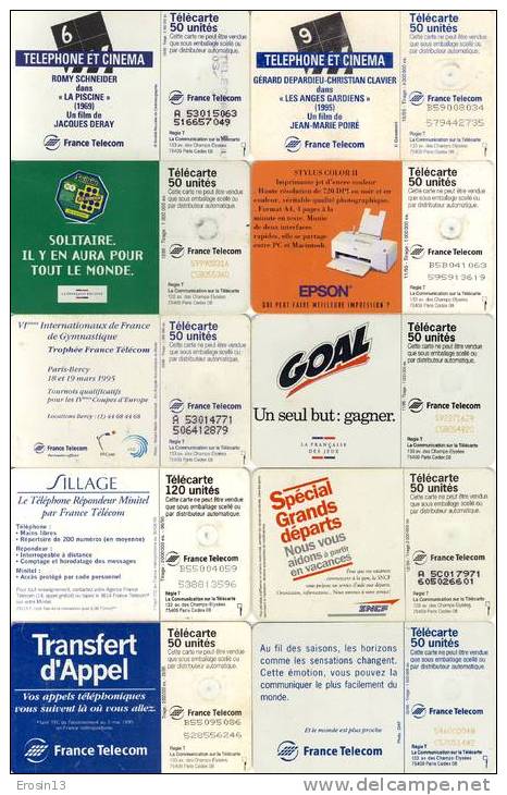 TELECARTES - FRANCE - LOT (N°8) De 10 Télécartes - 1995 - 1995