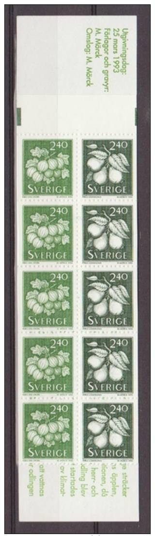 Sverige, Sweden, 1993, H435, Berries And Fruits, Booklet, MNH, *** - 1981-..