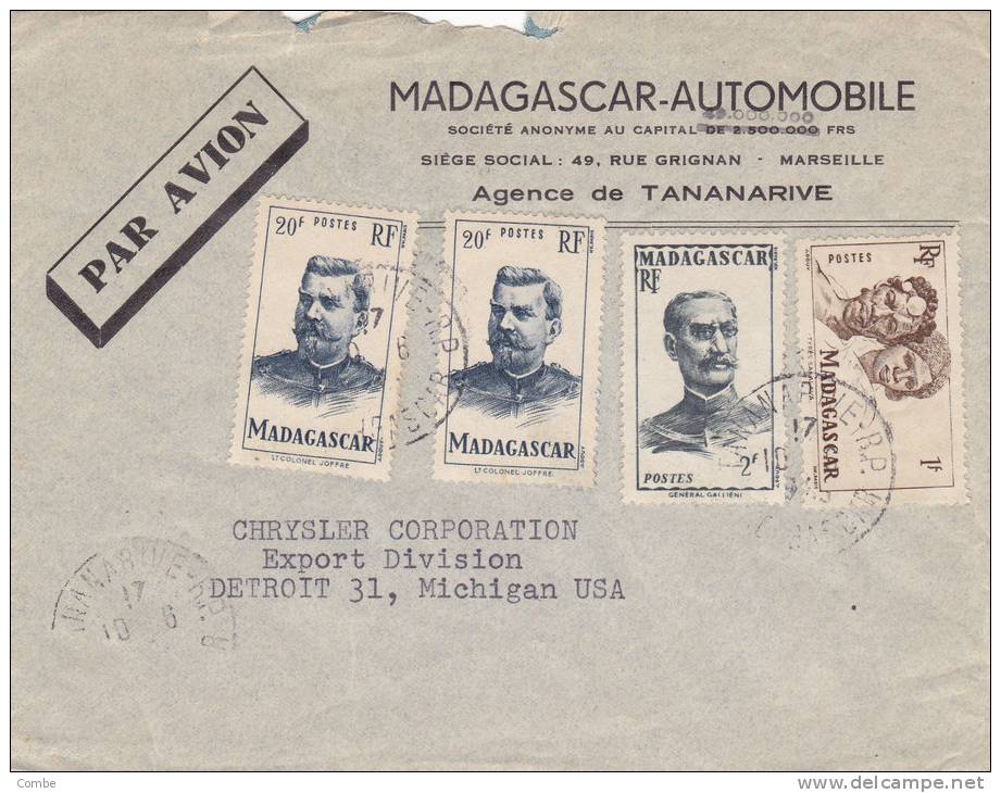 Belle Lettre Madagascar 1955, Tananarive Pour Les USA /718 - Briefe U. Dokumente