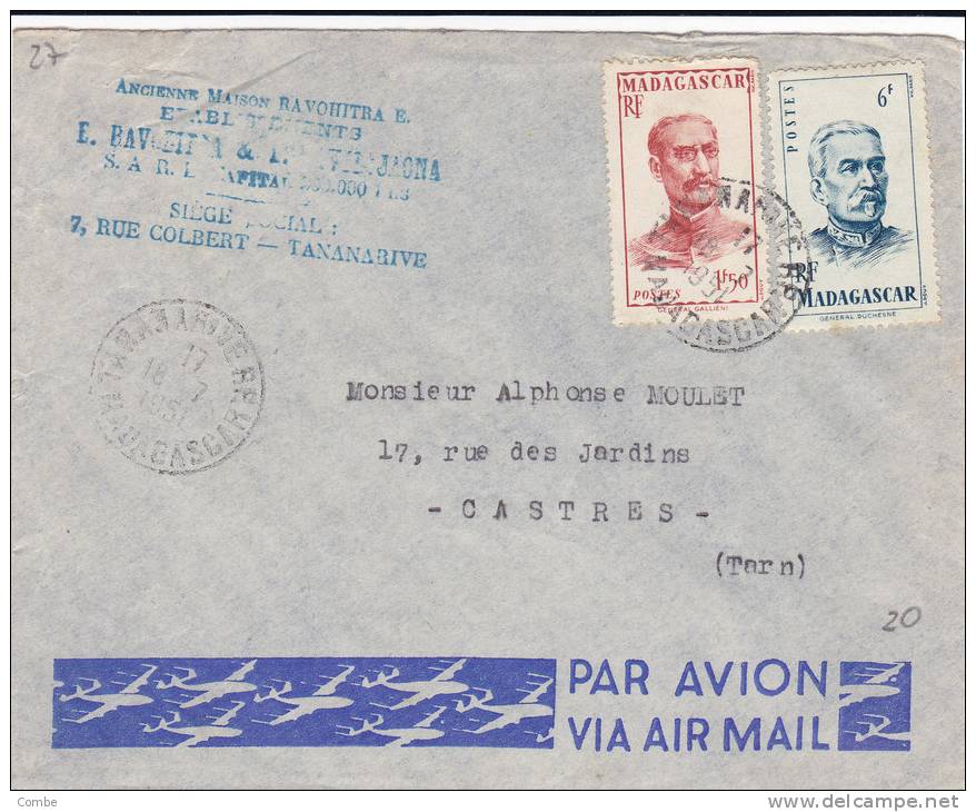 Belle Lettre Madagascar, 1951, Tananarive Pour La France/739 - Briefe U. Dokumente