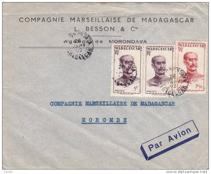 Belle Lettre Madagascar, 1952, Tananarive Pour Morombe/748 - Lettres & Documents