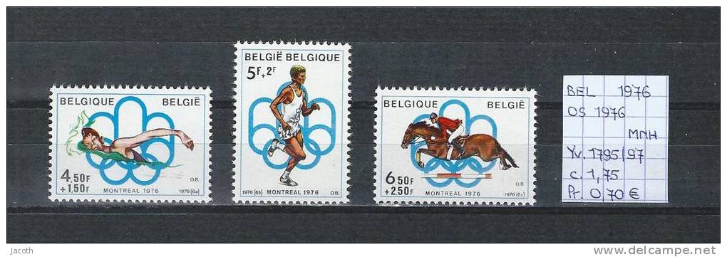 België 1976 - Yv. 1795/97 - OCB 1800/02 Postfris/neuf/MNH - Verano 1976: Montréal