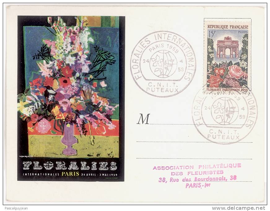 CPA FLORALIES INTERNATIONALES - CNIT PUTEAUX 1959 - Bourses & Salons De Collections