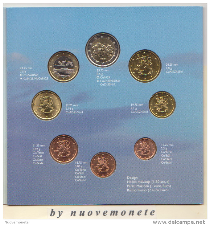 FINLANDIA FINLANDE  2001 - DIVISIONALE UFFICIALE - 8 Monete Fdc - Finlandia