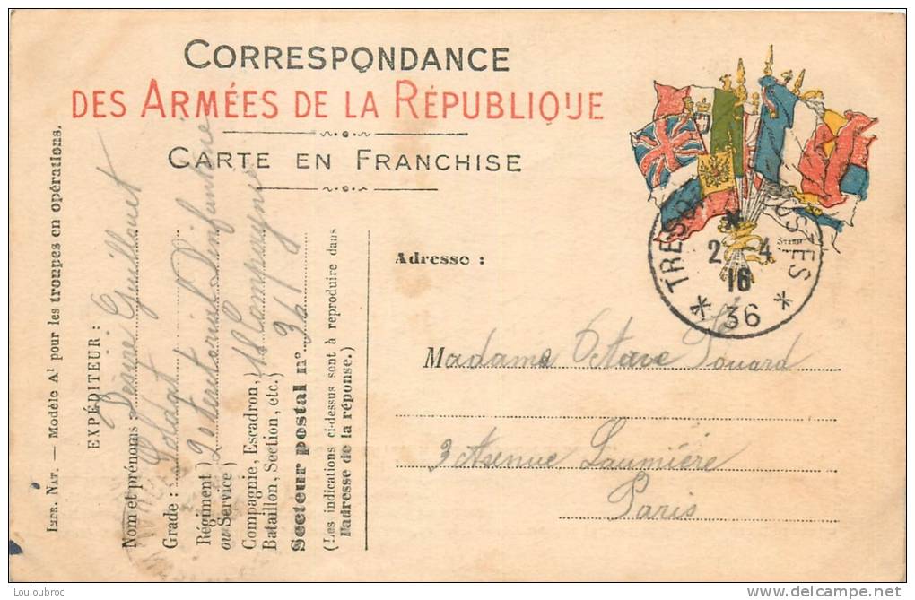 CORRESPONDANCE DES ARMEES DE LA REPUBLIQUE CARTE EN FRANCHISE - Briefe U. Dokumente