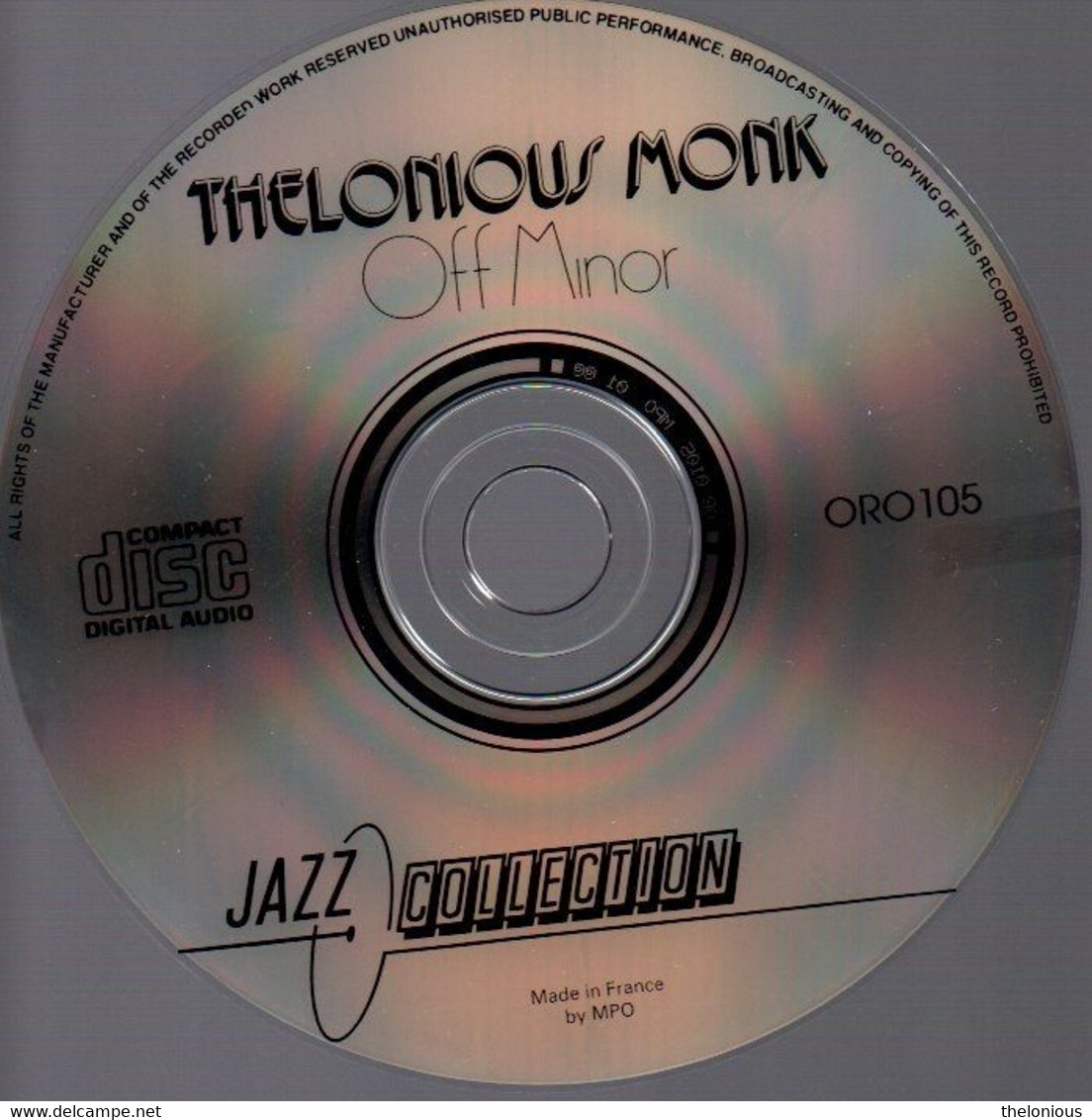 # CD: Thelonious Monk - Off Minor - Jazz Collection ORO 105 - Jazz