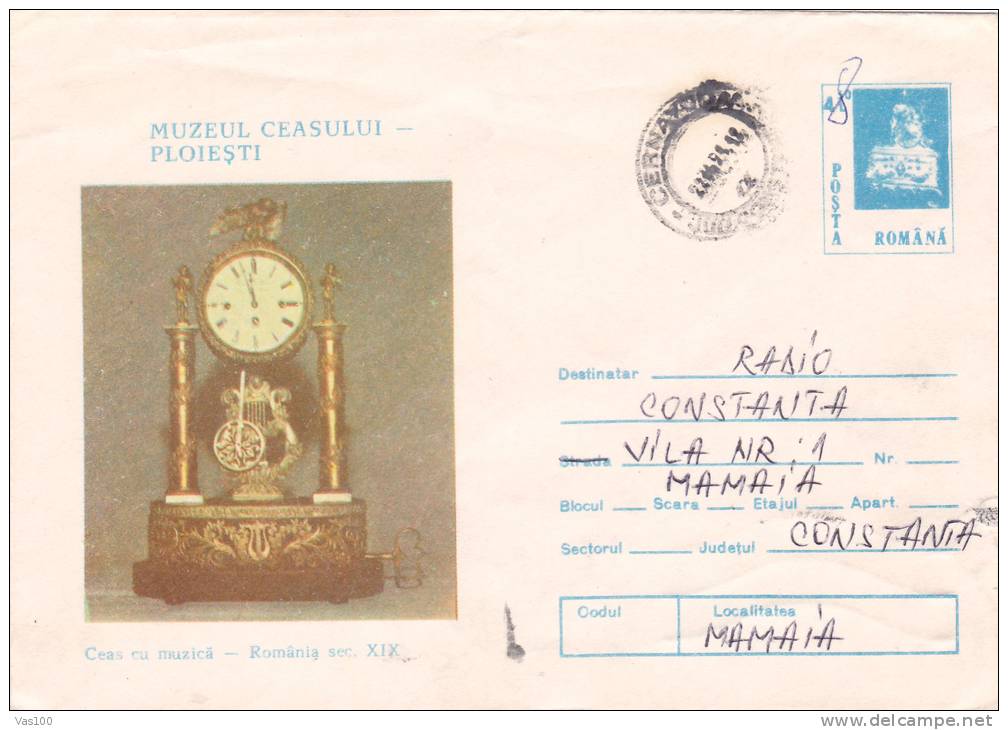 Antique Clock With Music 1991 COVER STATIONERY ENTIER POSTAL ROMANIA. - Relojería