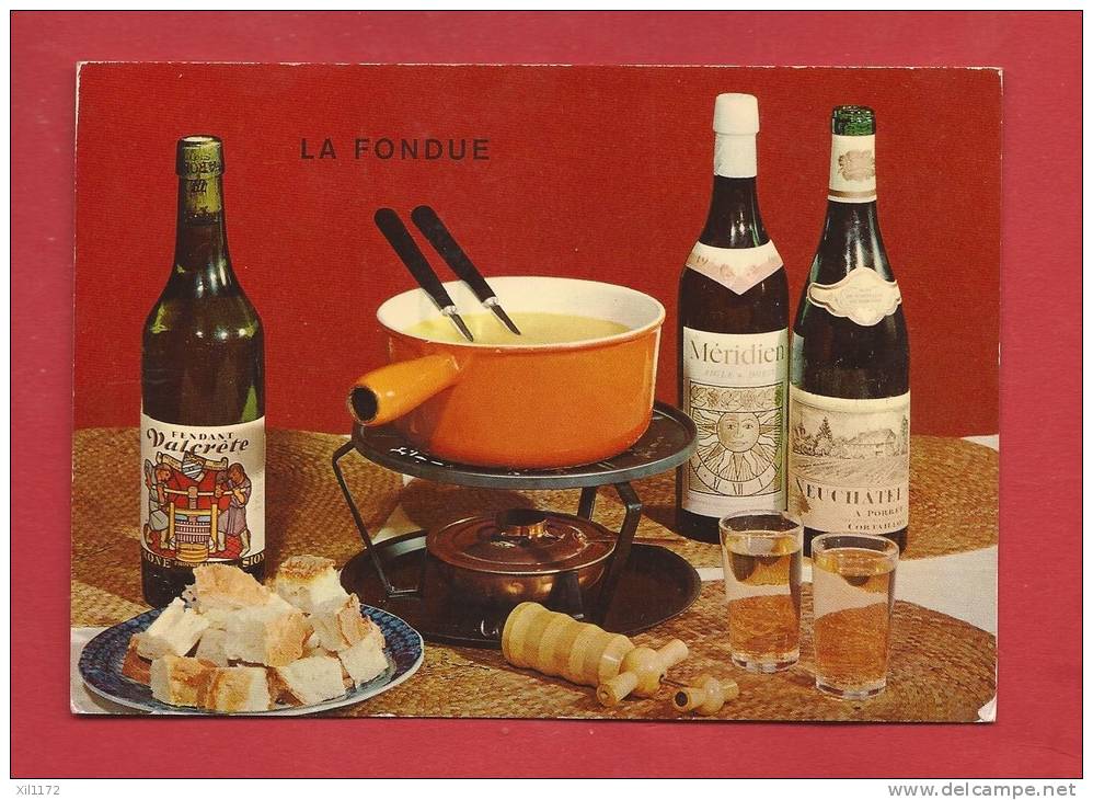 N392 La Fondue,fromage,pain,vin,fendant.Avec Recette De La Fondue Au Dos.Circulé En 1975.Deriaz 13375 - Hotels & Restaurants