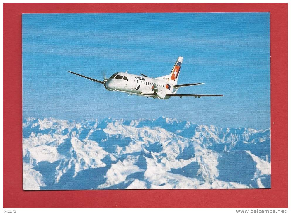 N393 Crossair Saab 340 Cityliner Over The Swiss Alps. Non Circulé. Pealing - 1946-....: Era Moderna
