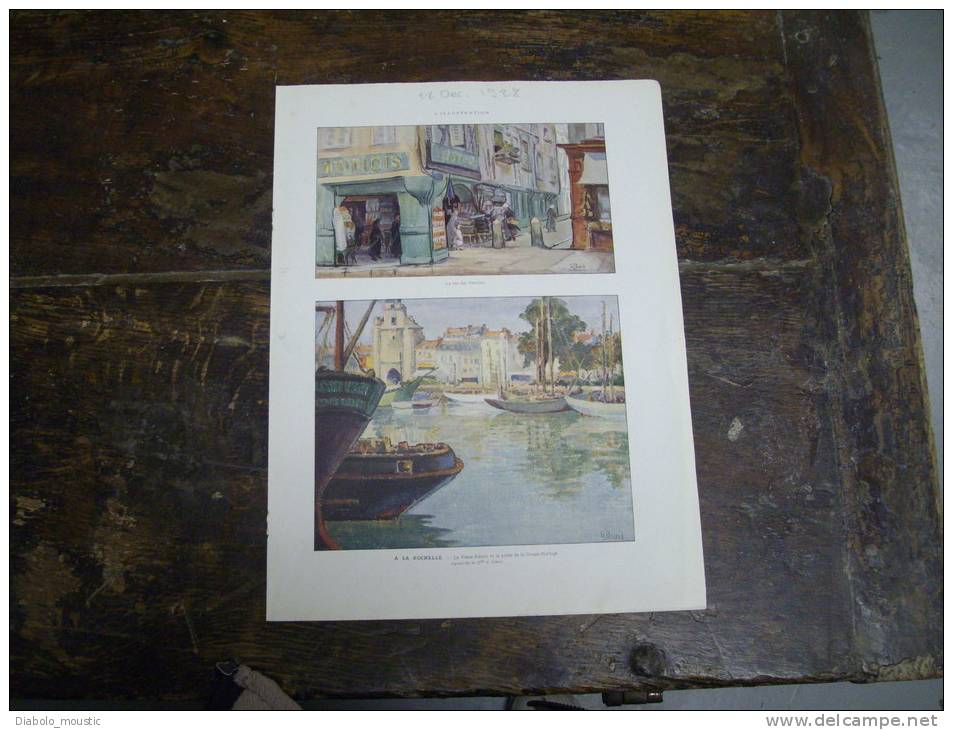 Documentaire De 93 Ans D'âge Sur   LA ROCHELLE, Aquarelles DAVID     Issu De  L' ILLUSTRATION  1928 - Other & Unclassified