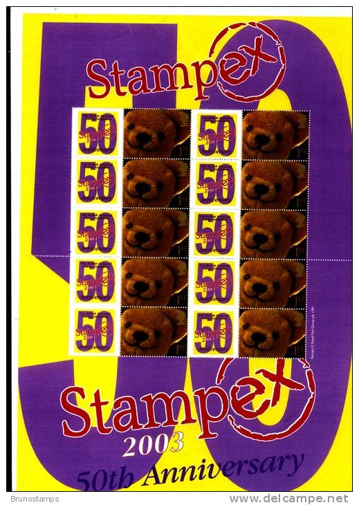 GREAT BRITAIN - 2003  SMILERS SHEET  STAMPEX AUTUMN - LITTLE BEAR - Fogli Completi