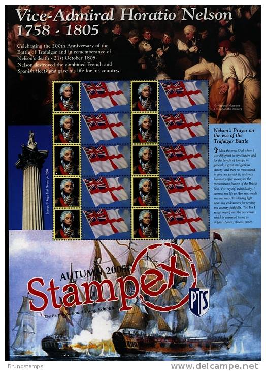 GREAT BRITAIN - 2005  SMILERS SHEET  STAMPEX AUTUMN - NELSON - Hojas & Múltiples