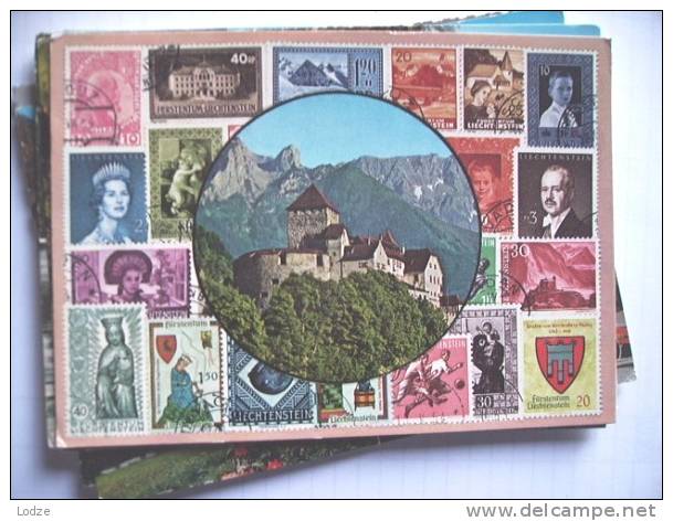 Liechtenstein  Vaduz Schloss Und Briefmarken - Liechtenstein