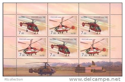 Russia 2008 M/S Kamov 's Helicopters Helicopter Transport Aircraft Flights Aviation Airplane Stamps MNH Michel 1505-1506 - Helicopters