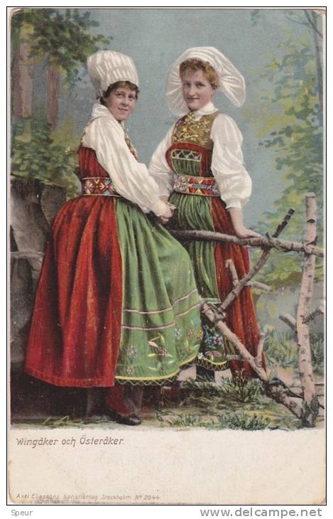 Sweden - Women In Costumes. Undivided Back, Early 1900's - Trachten