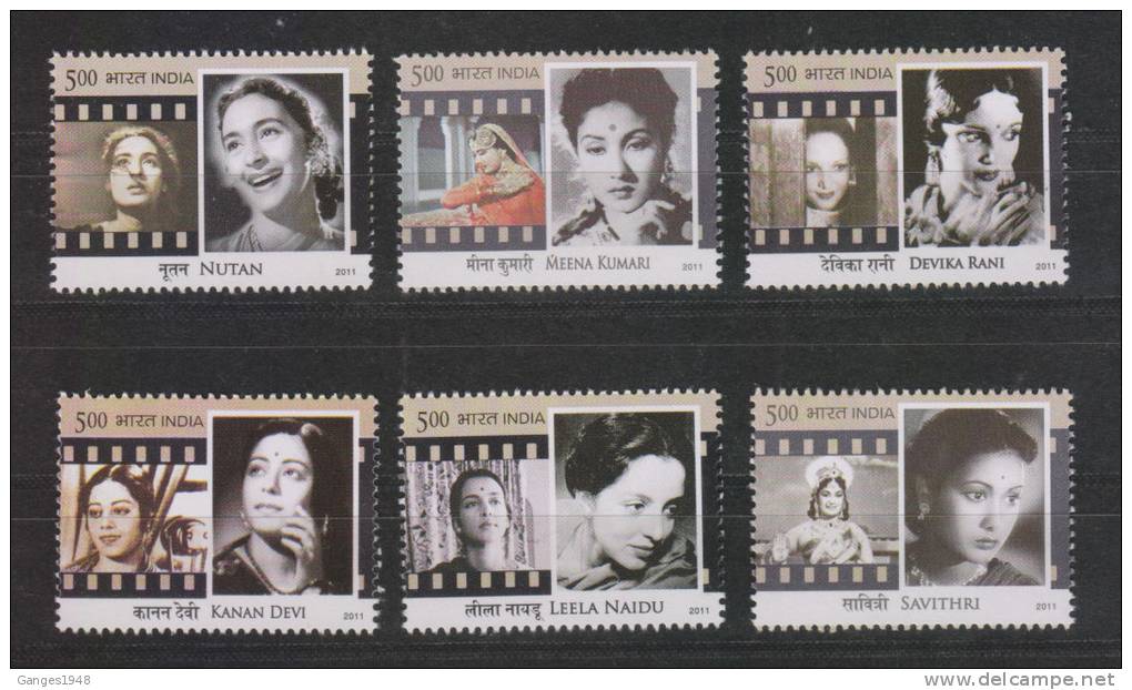 India  2011 -  5oo X 6v LEGENDRY FILM GEROINES  CINEMA ACTRESSES  #  00015 S Inde Indien - Neufs