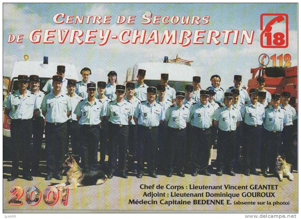 CALENDRIER DES POMPIERS DE  GEVREY CHAMBERTIN 2001 - Grand Format : 2001-...