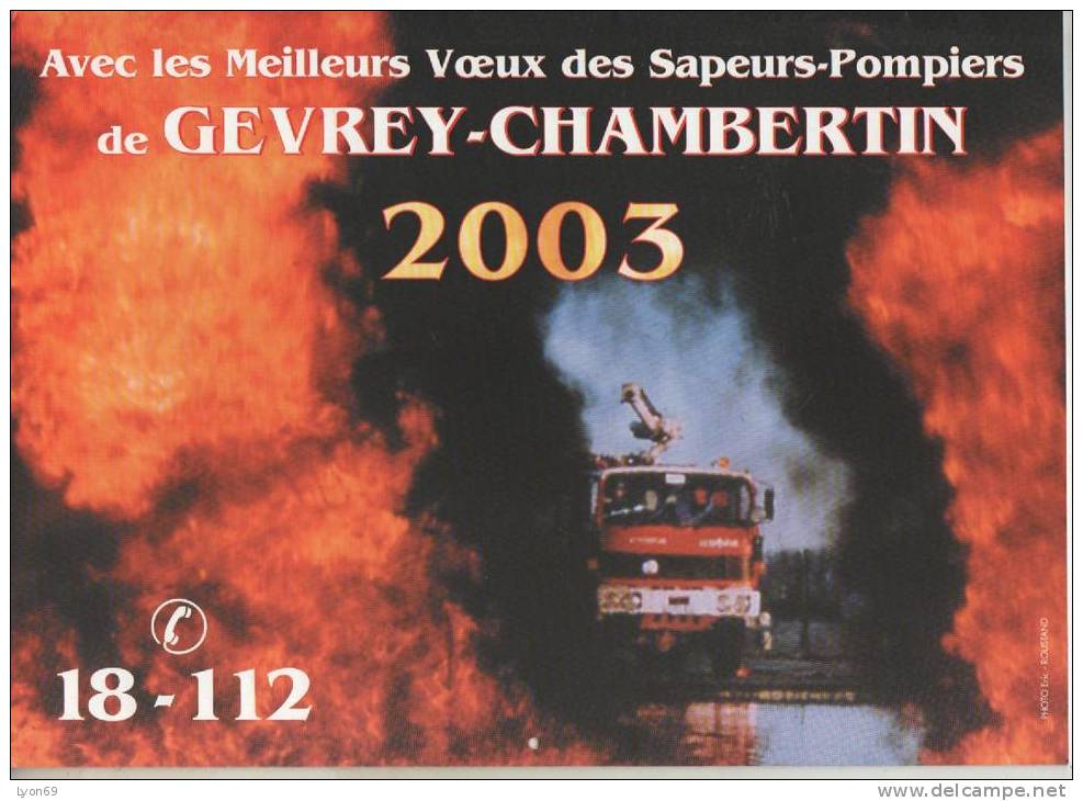 CALENDRIER DES POMPIERS DE  GEVREY CHAMBERTIN 2003 - Grand Format : 2001-...