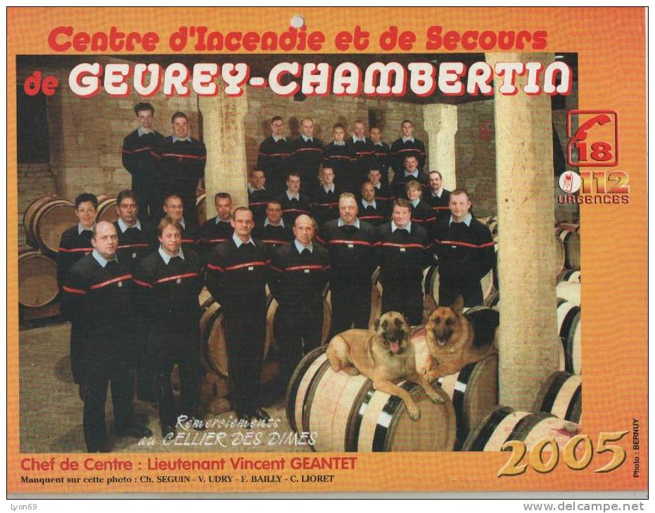 CALENDRIER DES POMPIERS DE  GEVREY CHAMBERTIN 2005 - Grand Format : 2001-...