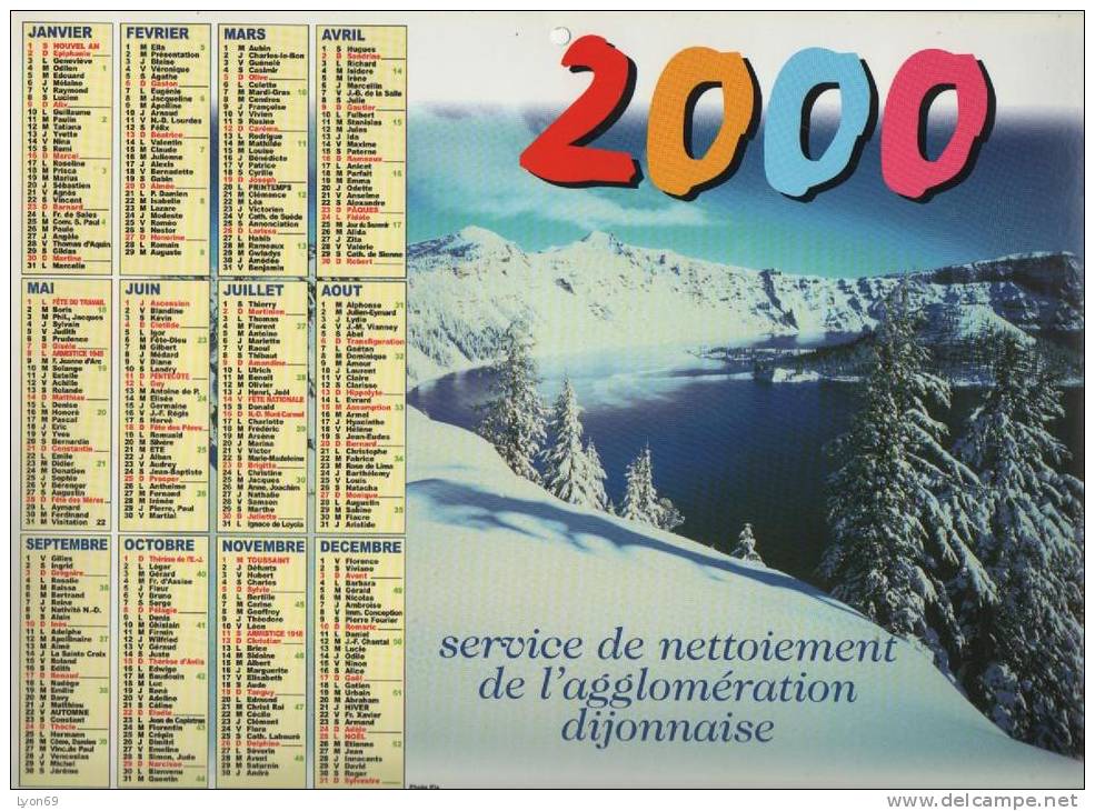 CALENDRIER DU SERVICE DE NETTOIEMENT  AGLOMERATION DIJONNAISE 2000 - Big : 1991-00