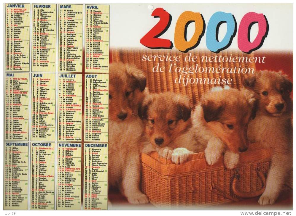 CALENDRIER DU SERVICE DE NETTOIEMENT  AGLOMERATION DIJONNAISE 2000 - Grand Format : 1991-00