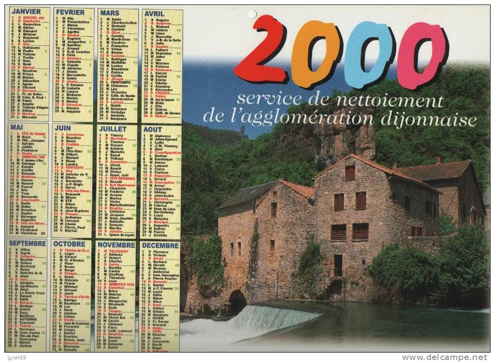 CALENDRIER DU SERVICE DE NETTOIEMENT  AGLOMERATION DIJONNAISE 2000 - Grand Format : 1991-00