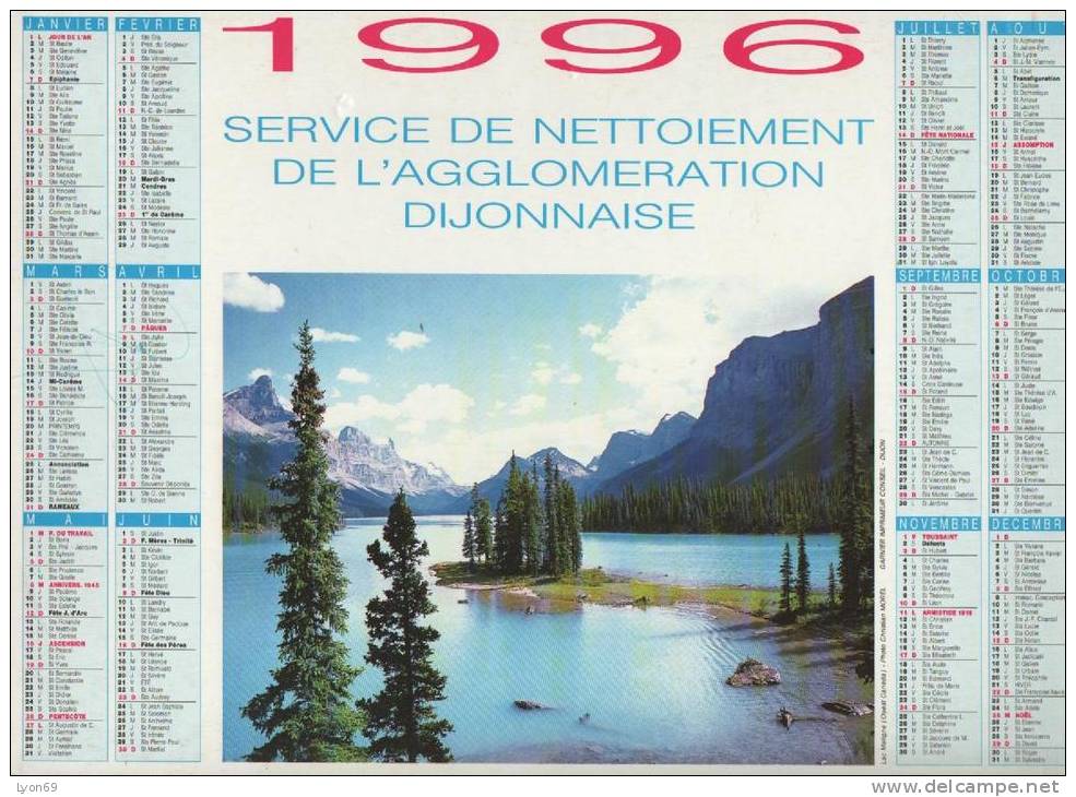 CALENDRIER DU SERVICE DE NETTOIEMENT  AGLOMERATION DIJONNAISE 1996 - Grand Format : 1991-00