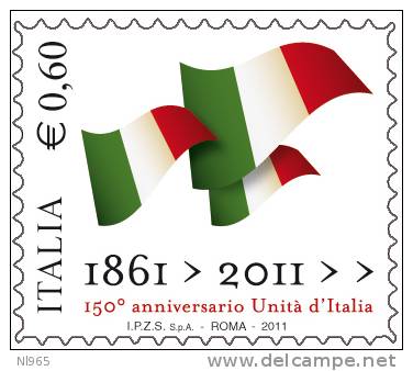 REPUBBLICA ITALIANA  ITALY  ANNO 2011  UNITA' D'ITALIA ADESIVO NUOVI MNH ** - 2011-20: Neufs