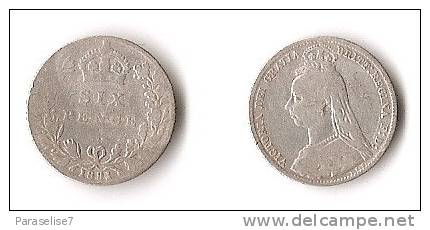 GRANDE - BRETAGNE 6 PENCE 1891  ARGENT VICTORIA - H. 6 Pence