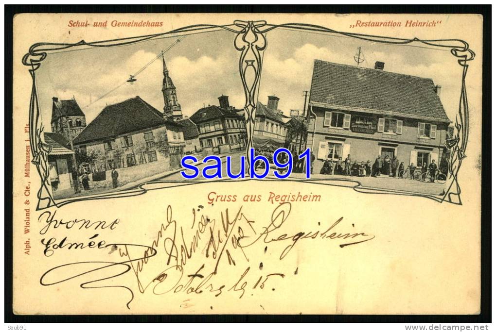 Gruss Aus Regisheim - Schul- Und Gemeindehaus - Restauration Heinrich  - Animée  - Réf : 22711 - Autres & Non Classés