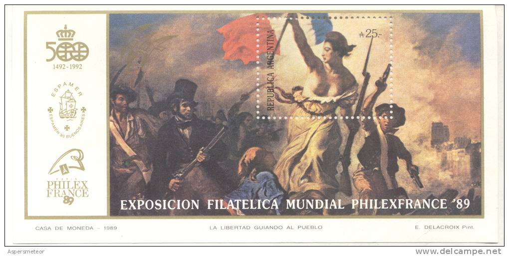 EXPOSICION FILATELICA MUNDIAL PHILEXFRANCE 89 REPUBLICA ARGENTINA EUGENE DELACROIX HOJITA BLOC NRO. 78 TBE MNH - Other & Unclassified