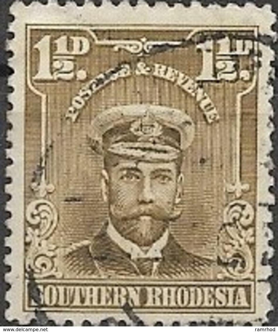 SOUTHERN RHODESIA 1924 ADMIRAL 1&frac12;d. Brown FU - Rhodesia Del Sud (...-1964)