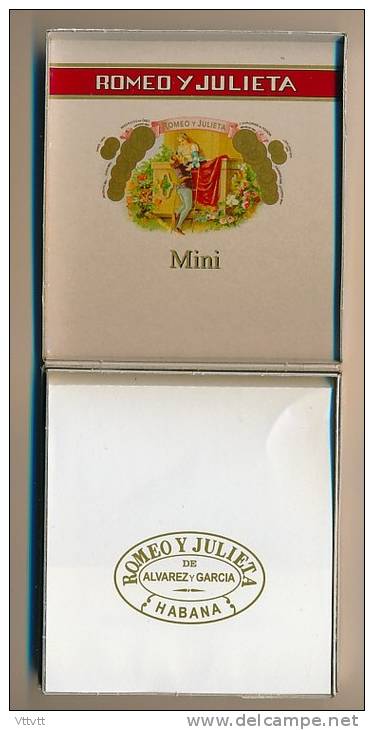 Boite De Cigares : ROMEO Y JULIETA, Mini, Cuba, Habanos, Hecho En Cuba (10 Cigarritos), 100 % Tabacco Cubano - Contenitori Di Tabacco (vuoti)