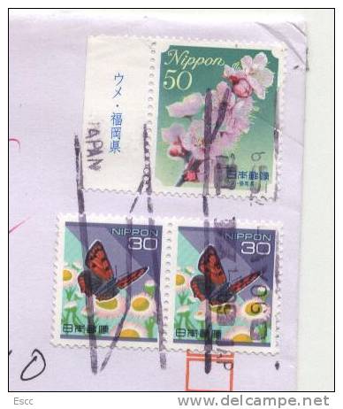 Mailed Cover (letter) With Stamps Flowers Butterfly  From Japan To Bulgaria - Covers & Documents