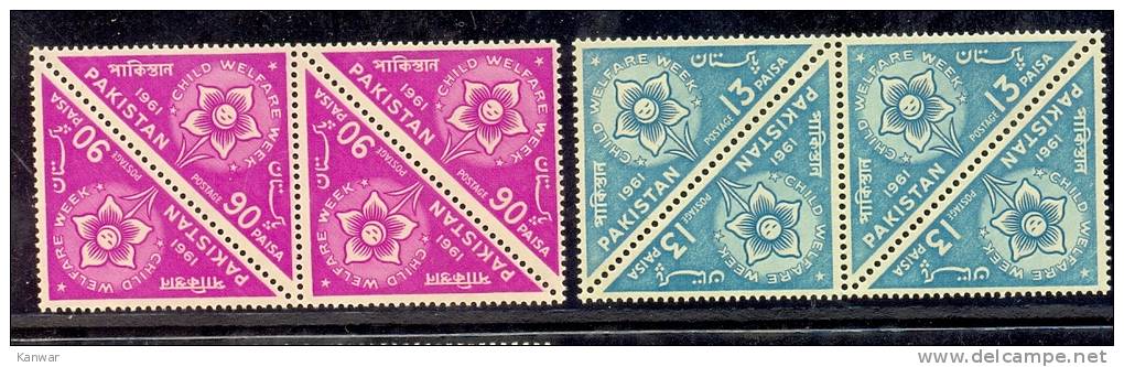 1961 PAKISTAN CHILD WELFARE WEEK JASMINE FLOWER BLOCK OF 4 UMM. - Pakistán