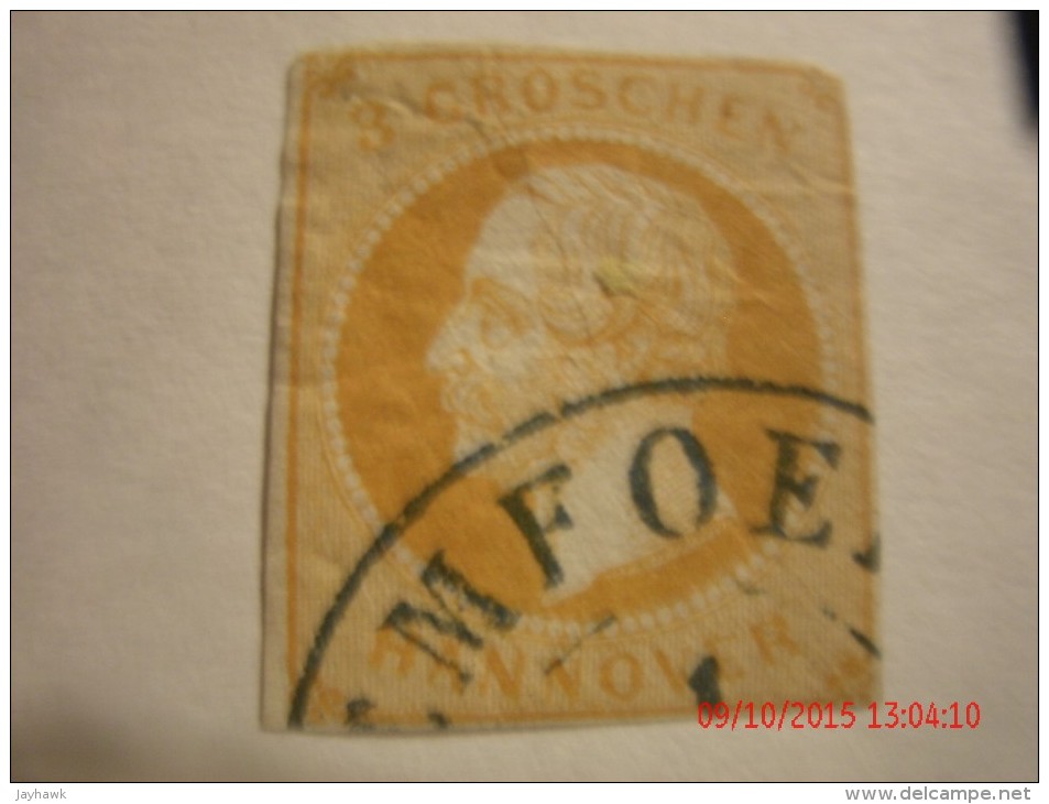 HANOVER, SCOTT #22a 3g ORANGE-YELLOW, USED - Hannover