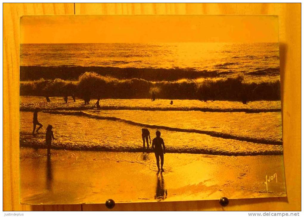 BAIGNEURES ET BAIGNEUSES AU SOLEIL COUCHANT LES PLAISIRS DE LA MER SIGNE YVON CP VIERGE - Hold To Light