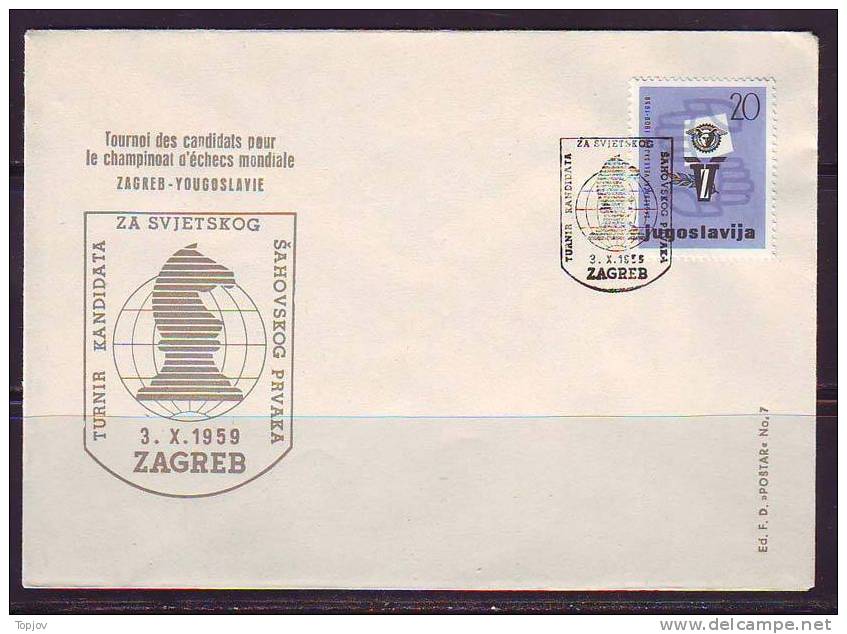 YUGOSLAVIA - JUGOSLAVIJA  -  TOUR.CANDIDAT CHAMPION WORLD - ZAGREB  - 1959 - Lettres & Documents