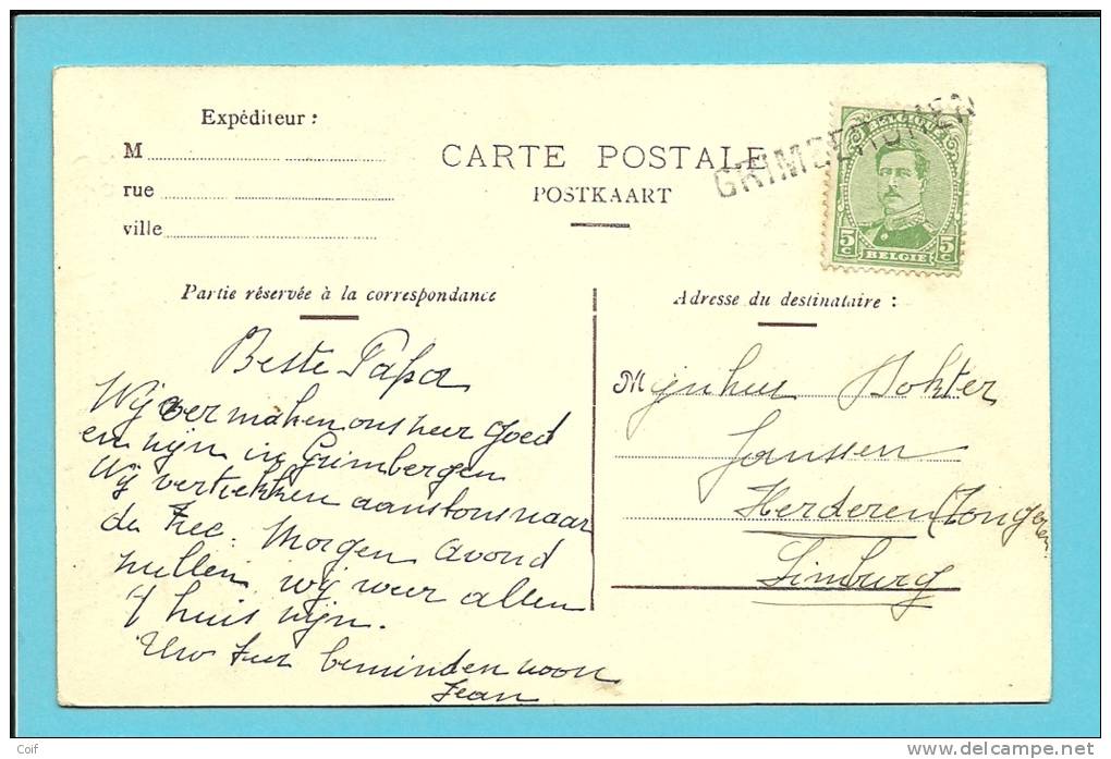 137 Op Kaart Met Naamstempel GRIMBERGHEN Als Noodstempel Gebuikt - Fortune Cancels (1919)